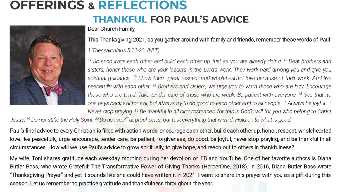 Thankful for Paul’s Advice